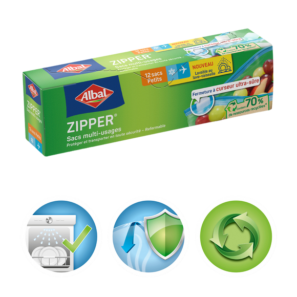 Sacs zipper petit modèle 70% resources recyclées ALBAL 1L X122