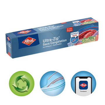 Sacs congélation ultra zip moyens modèles 70% ressource recyclée ALBAL3L x15