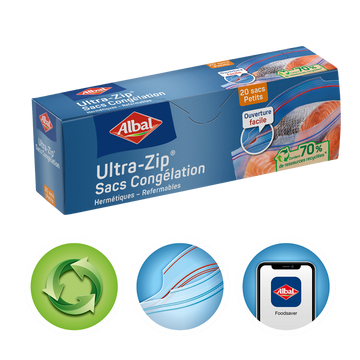Sacs congélation ultra zip petit modèle 70% ressources recyclées ALBAL1L x20