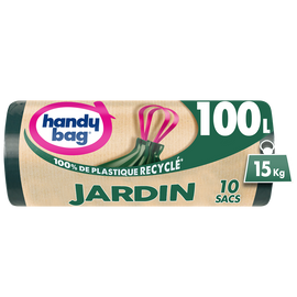 Sacs poubelle jardin 95% plastique recyclé HANDY BAGx10 100L x10