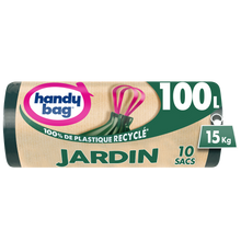 Sacs poubelle jardin 95% plastique recyclé HANDY BAGx10 100L x10