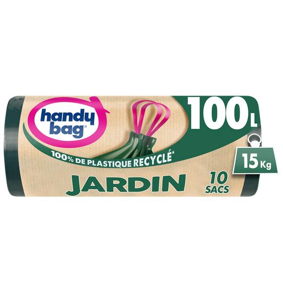 Sacs poubelle jardin 95% plastique recyclé HANDY BAGx10 100L x10