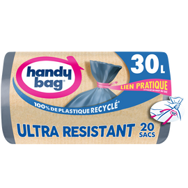 Sac poubelle lien ultra résistant 80% recyclés HANDY BAG 30L x20