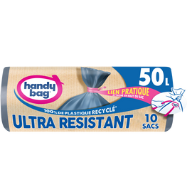 Sac poubelle lien ultra résistant 80% recyclés HANDY BAG 50L x10