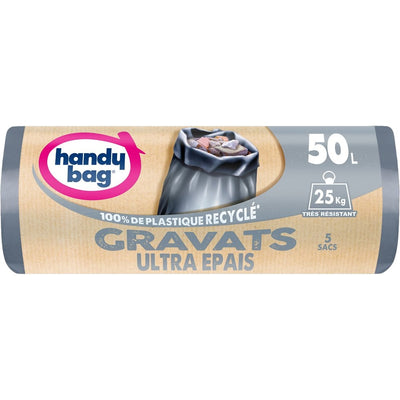 Sacs poubelle gravats 80% plastique recyclés HANDY BAG 50L x5