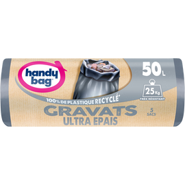 Sacs poubelle gravats 80% plastique recyclés HANDY BAG 50L x5