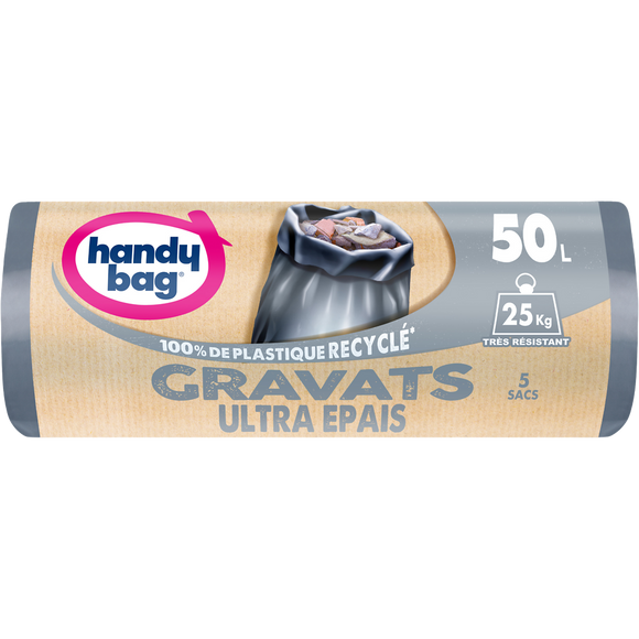 Sacs poubelle gravats 80% plastique recyclés HANDY BAG 50L x5