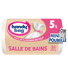 Sacs poubelle à liens salle de bains 80% plastique recyclé HANDY BAG5L x35