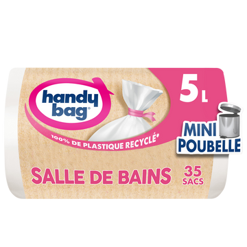 Sacs poubelle à liens salle de bains 80% plastique recyclé HANDY BAG5L x35