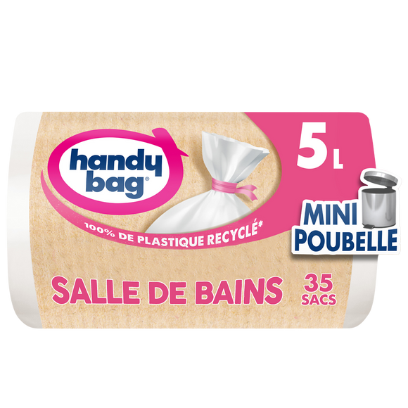Sacs poubelle à liens salle de bains 80% plastique recyclé HANDY BAG5L x35