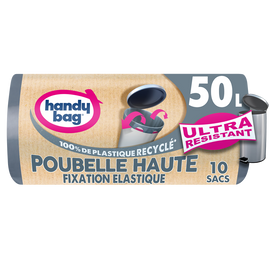 Sacs poubelle haute fixation élastique 50L HANDY BAG x10