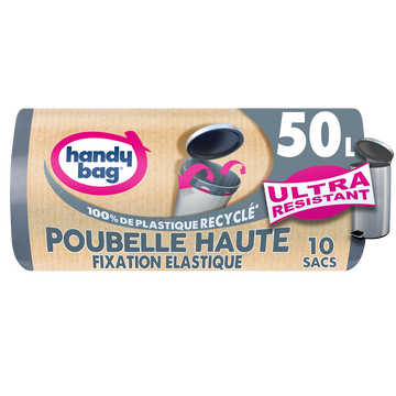 Sacs poubelle haute fixation élastique 50L HANDY BAG x10