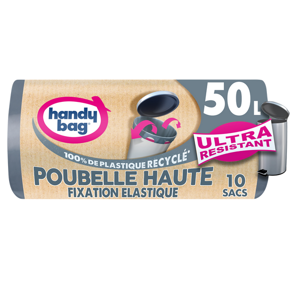 Sacs poubelle haute fixation élastique 50L HANDY BAG x10