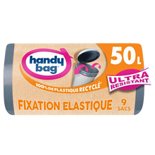 Sac poubelle fixation élastique HANDY BAG 50l x9