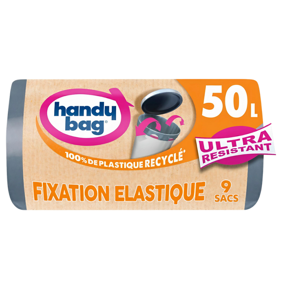 Sac poubelle fixation élastique HANDY BAG 50l x9