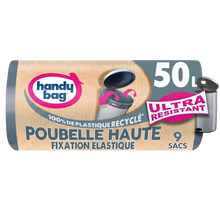Sac poubelle haute fixation élastique HANDY BAG 50l x9