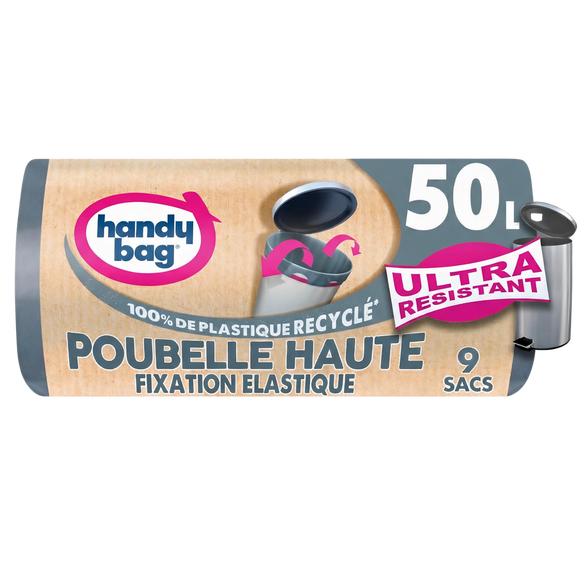 Sac poubelle haute fixation élastique HANDY BAG 50l x9
