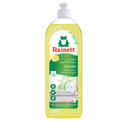 Liquide vaisselle main écologique crème citron RAINETT, 750ml