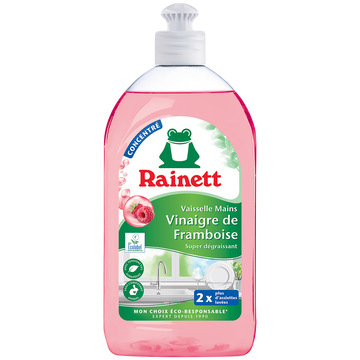 Liquide vaisselle RAINETT ecolabel concentré vinaigre de framboise 500ml