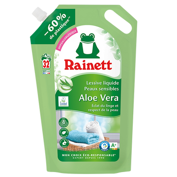 Lessive liquide RAINETT peaux sens.ecol.aloe vera 1,6l 32lav