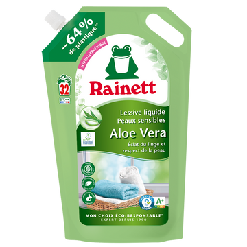 RAINETT - Lessive liquide - Hypoallergénique - Aloe Vera - 32 lavages- 1.6 l