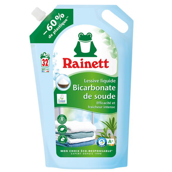 Lessive liquide ecolabel bicarbonate RAINETT 1,6l 32 lavages