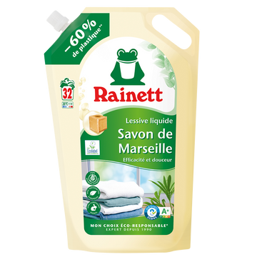 Lessive liquide savon de Marseille ecolabel RAINETT 1,6l 32 lavages