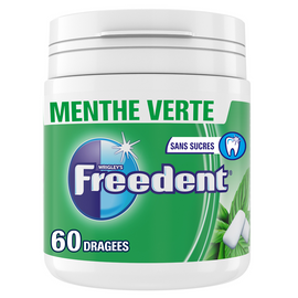 Chewing gum sans sucre menthe verte FREEDENT, boîte 60 dragées 84g