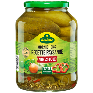 Cornichons aigre-doux à la paysanne KHUNE, 850g