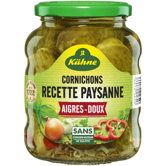 Cornichons aigres doux KUHNE, 185g