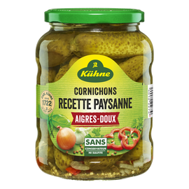 Cornichons aigres doux recette paysanne KUHNE, 72cl 360g