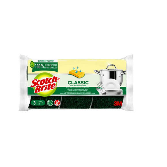 Éponges grattantes en fibres 100% recyclées SCOTCH BRITE, x3