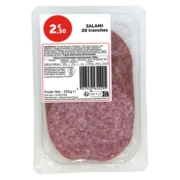 Salami, 20 tranches, 210g