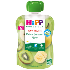 Gourde poires, bananes et kiwis bio HIPP, dès 6 mois, 90g