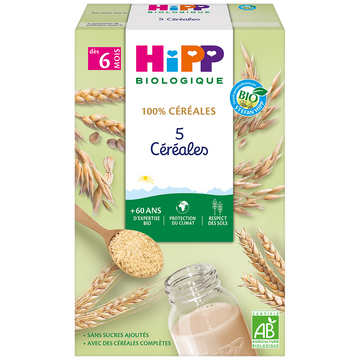 5 céréales biologique dès 8 mois (100% céréales) HIPP, boîte de 250g
