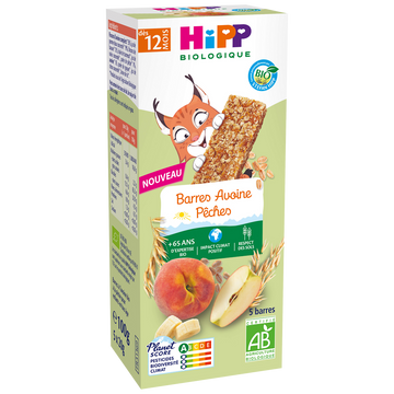 Barres Avoine Pêches bio dès 12 mois HIPP BIOLOGIQUE 5x20g
