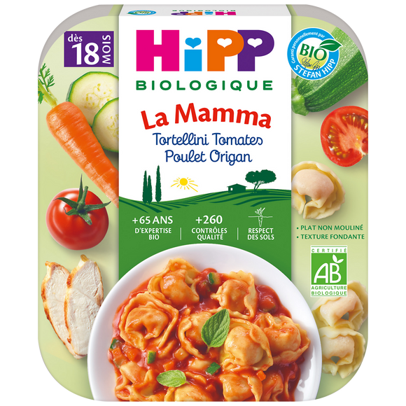 Assiette bio pour bébé tortellini tomates poulet origan dès 18 mois bi