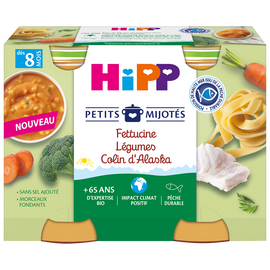 Petits mijotés fettucine légumes colin d'Alaska bio dès 8 mois pots 2x190g
