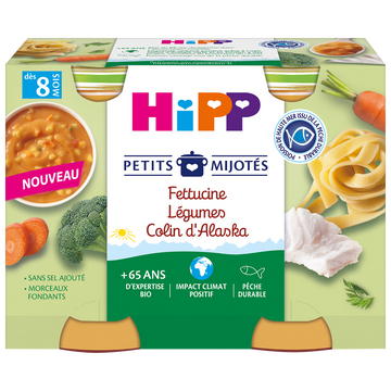 Petits mijotés fettucine légumes colin d'Alaska bio dès 8 mois pots 2x190g