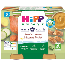 Patates douces légumes poulet petits mijotés dés 8mois bio HIPP 2x190g