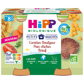 Plat bébé Petits mijotés carottes boulgour pois chiches BIOLOGIQUE pots 2x190g