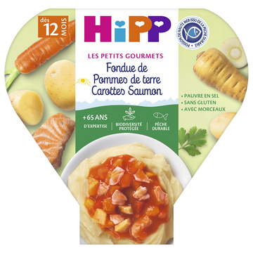 Fondue pommes de terre carottes saumon dés 12 mois HIPP assiette 230g