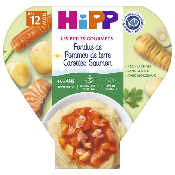 Fondue pommes de terre carottes saumon dés 12 mois HIPP assiette 230g