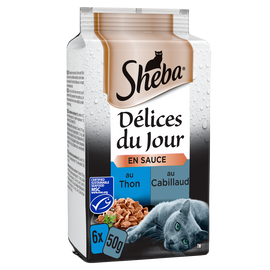 Sachets fraîcheur chat Délices du Jour poissons en sauce SHEBA - 6x50g