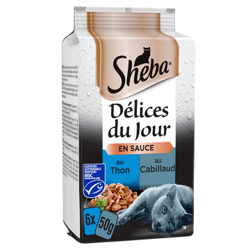 Sachets fraîcheur chat Délices du Jour poissons en sauce SHEBA - 6x50g