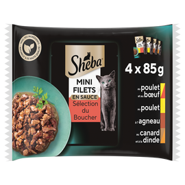 Sachets fraîcheur chat Mini Filets du Boucher en sauce SHEBA - 4x85g