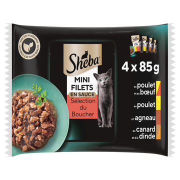 Sachets fraîcheur chat Mini Filets du Boucher en sauce SHEBA - 4x85g