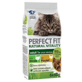 Sachets fraîcheur chat Natural Vitality à la volaille PERFECT FIT - 6x50g