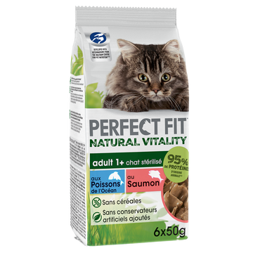 Sachet fraîcheur chat stérilisé Natural Vitality poisson PERFECT FIT -6x50g