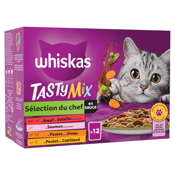 Sachets fraîcheur chat Tasty Mix Sélection du chef en sauce WHISKAS -12x85g